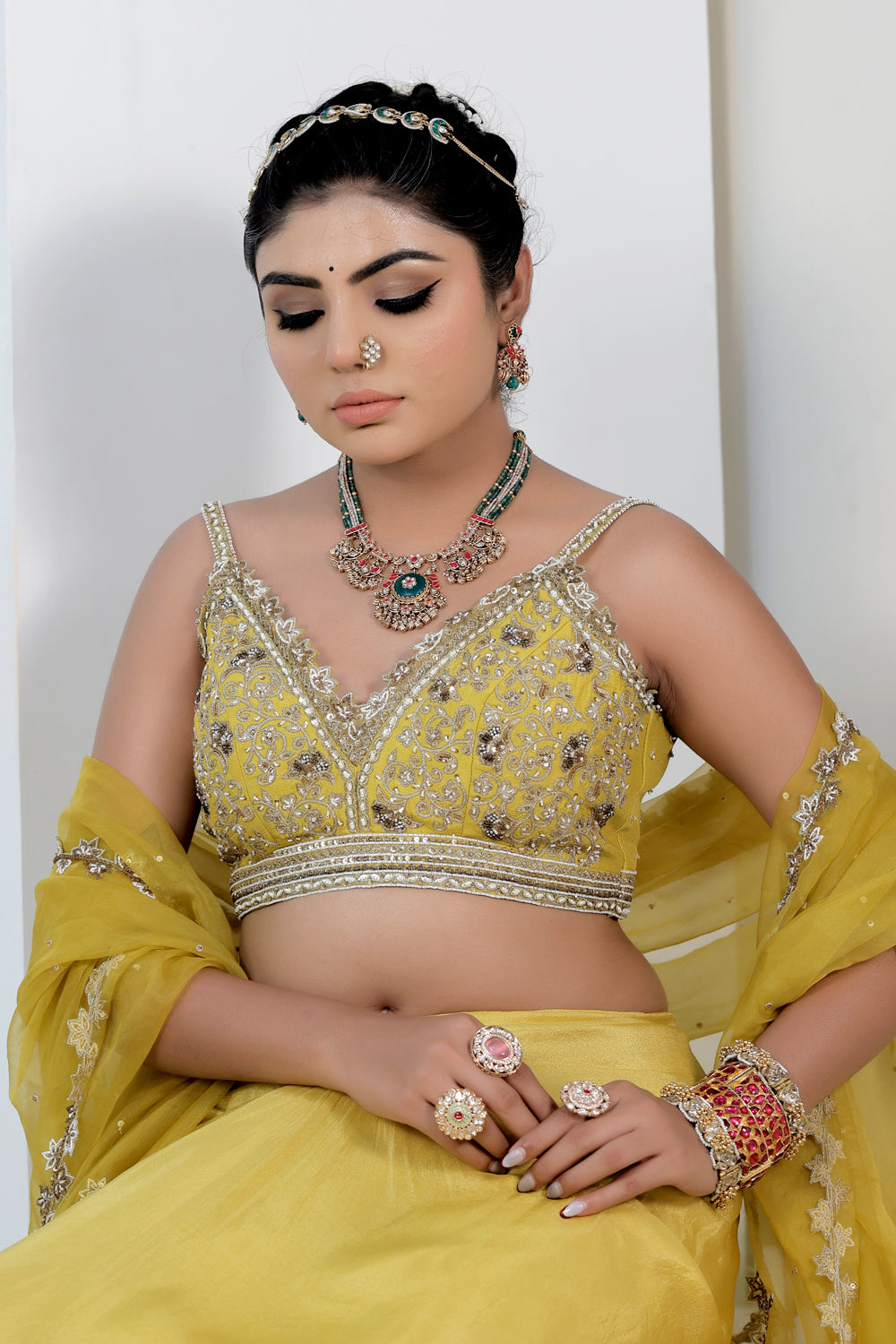 Jadau heritage inlay kundan long set ranihaar klnes240489