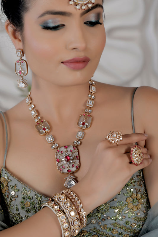 white ruby cz necklace