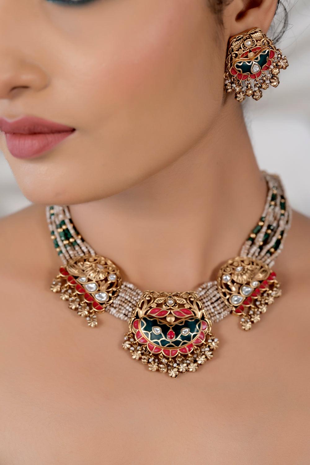 emerald necklace set