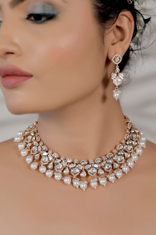 pearl moissonite necklace set