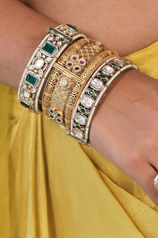 jadau moissanite polki kundan openable bangle kadbn240505