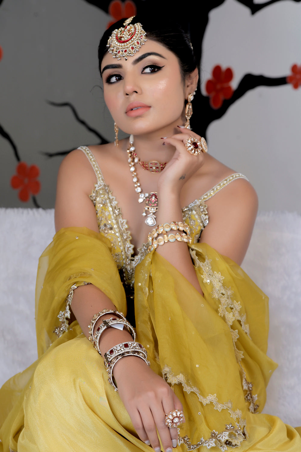 holdali with moissonite Necklace set jadau Long Necklace Earrings klnes240351