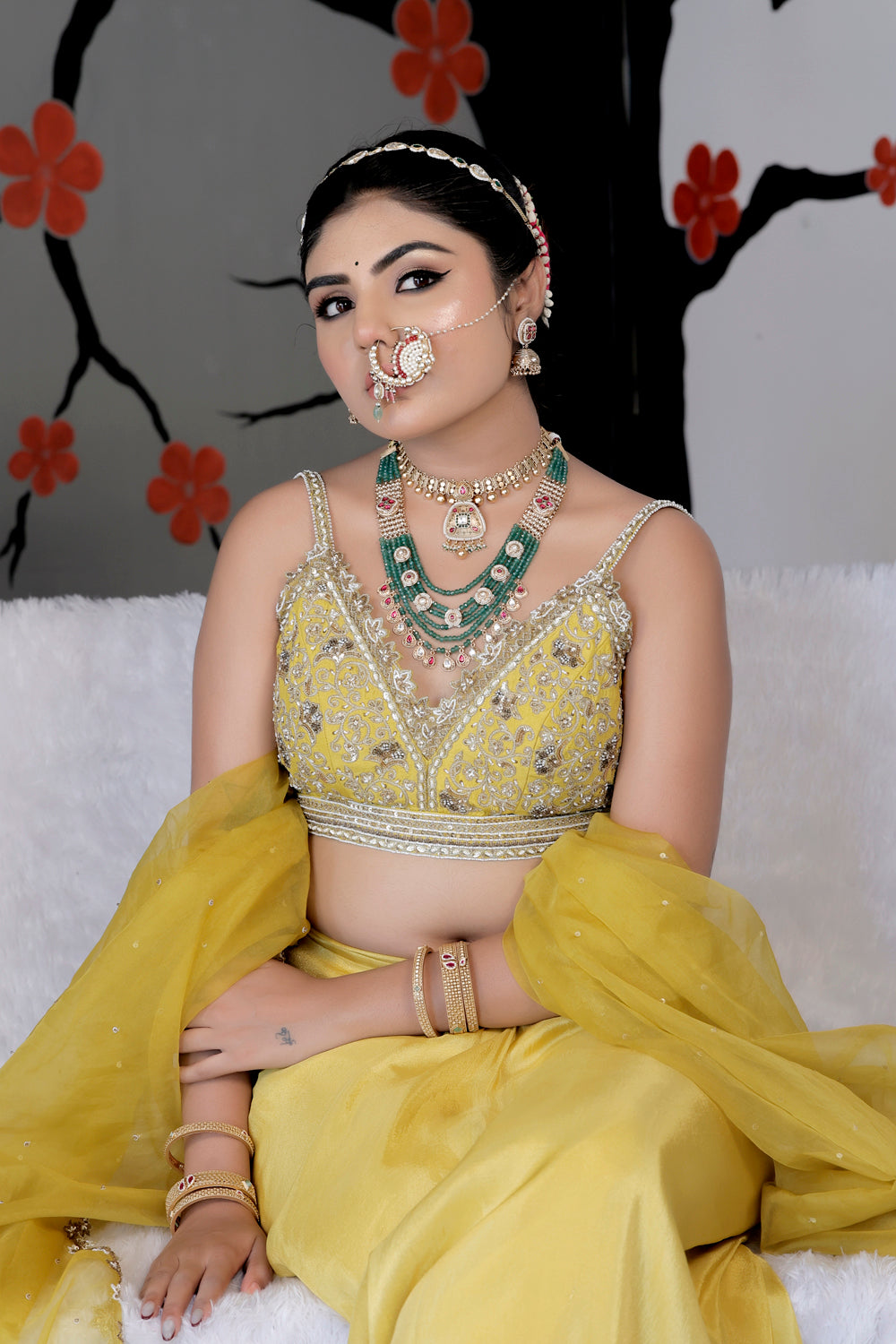 rajawadi long necklace with jhumkas