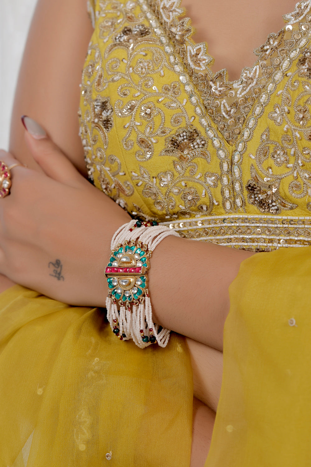 pearl kundan bracelet