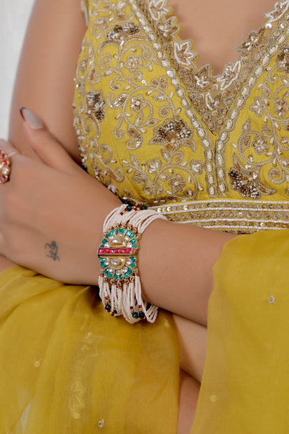 pearl kundan bracelet