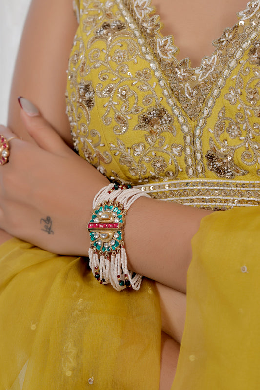 pearl kundan bracelet