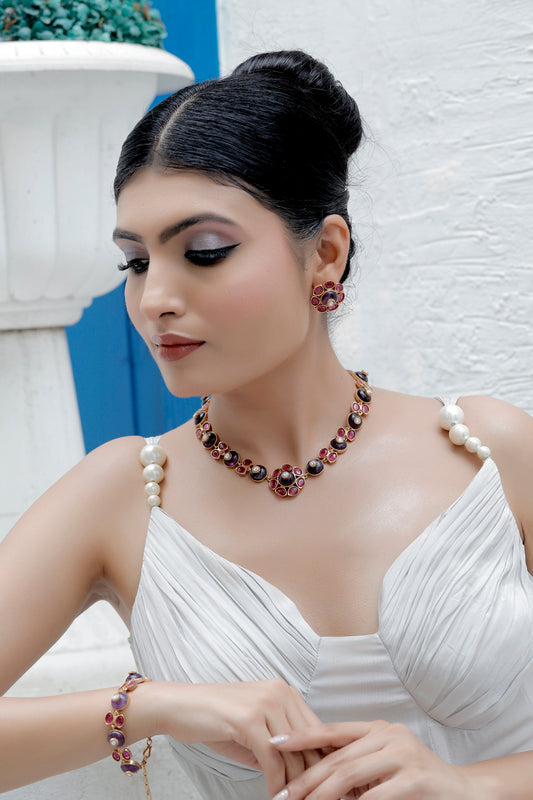 semi precious purple amethyst pota ruby jewellery real look alike look for wedding receptions and beach wedding or christian wedding