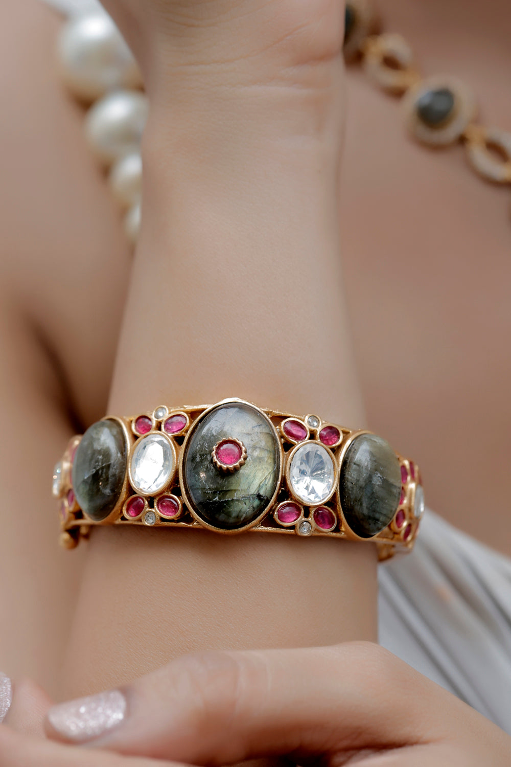 labradorite ruby bangle 