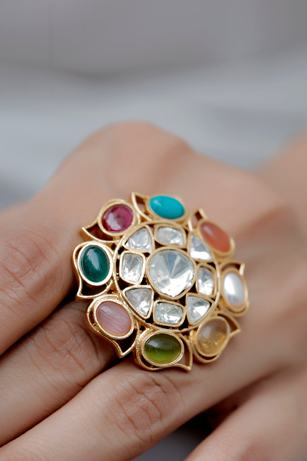 multi colour finger ring