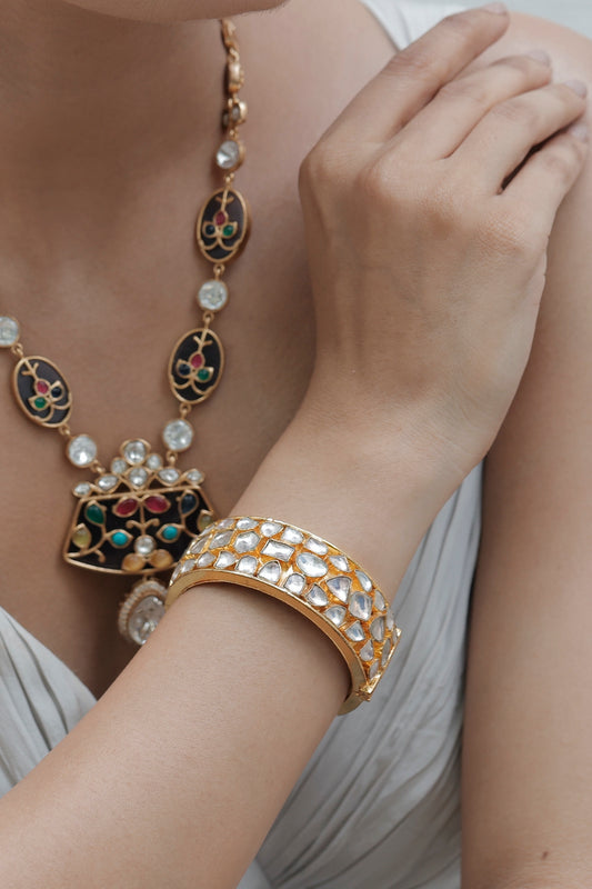 gold uncut kundan openable bangle