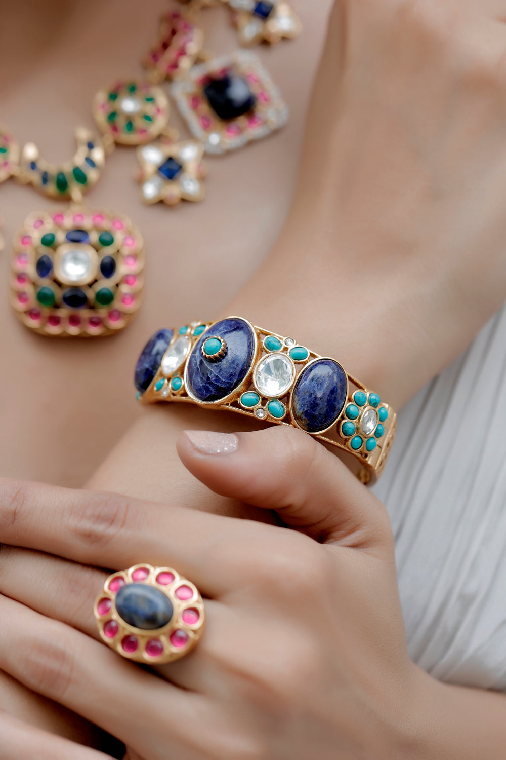 turquoise lapis lazuli kada bracelet bridal trousseau