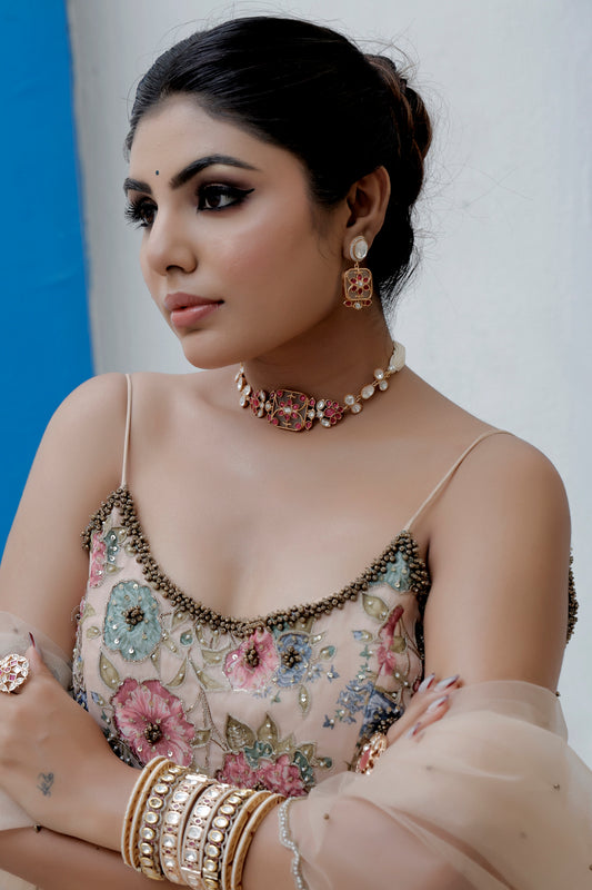 moissanite kundan choker set