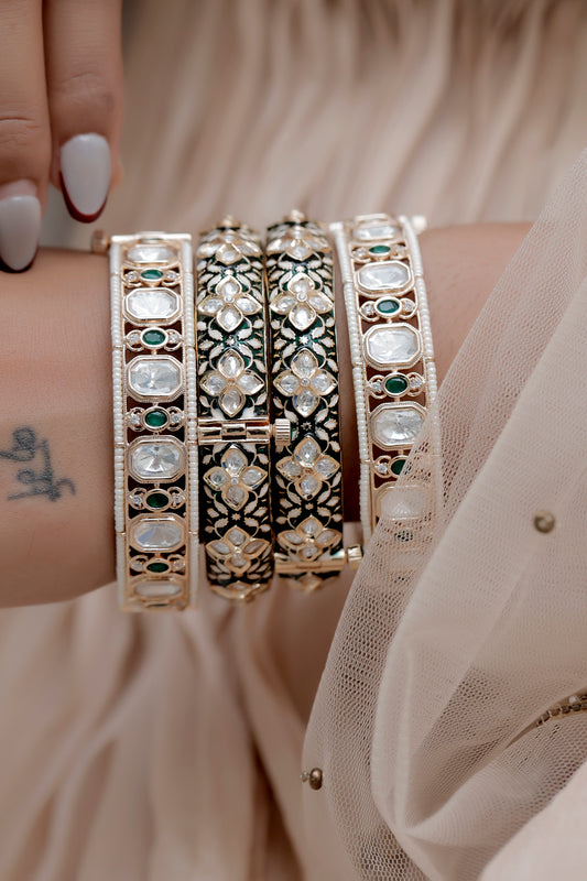 green meenakari openable bangles