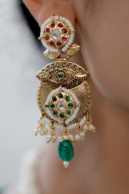 kundan drop earrings rajawadi heritage jewellery