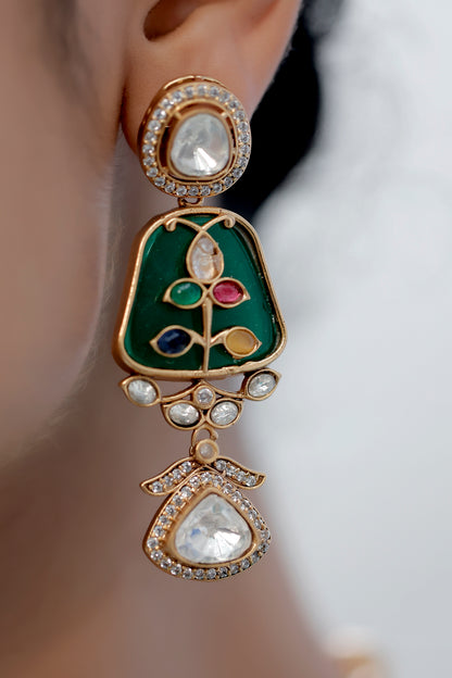 inlay work moissonite kundan zirconia long indian necklace indian bridal jewellery