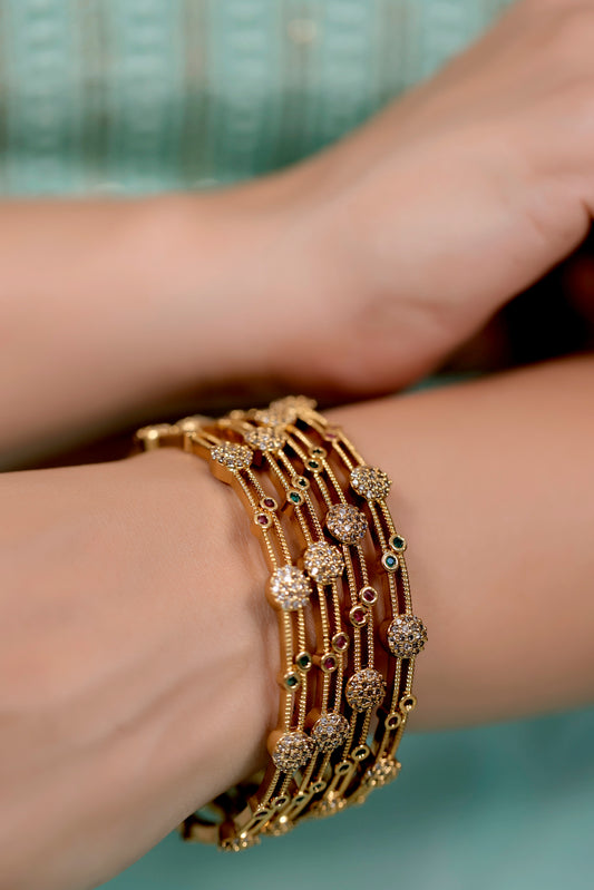 gold cz bangle set