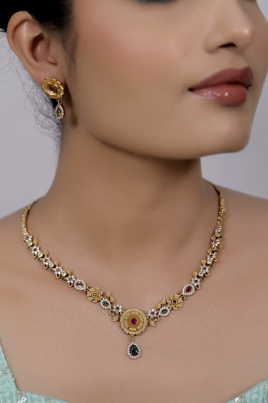 floral necklace earrings set