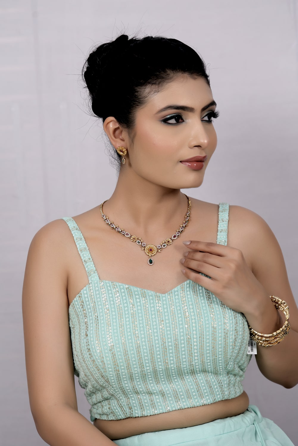 floral necklace earrings