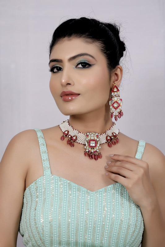 pearl kundan choker