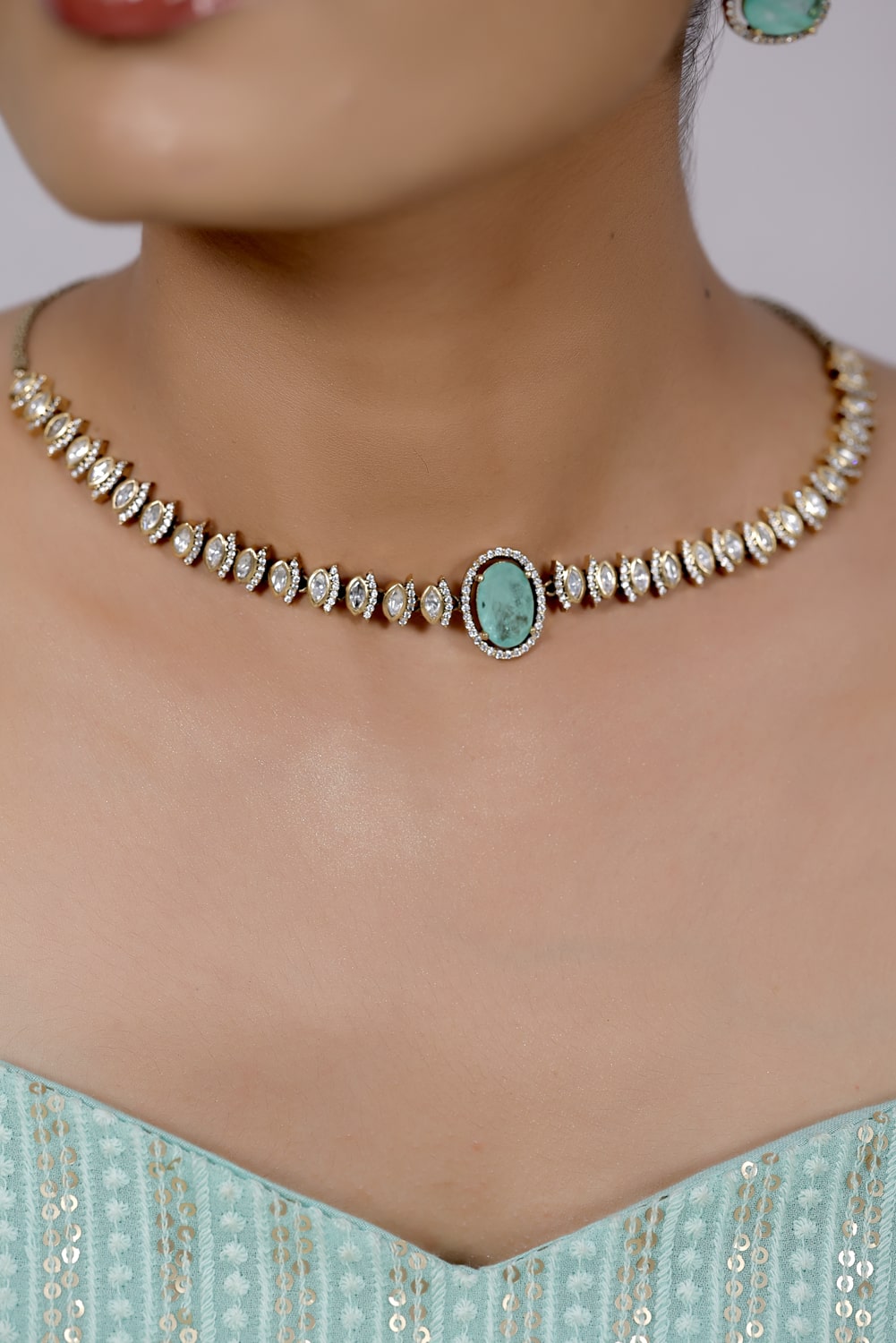mint polki necklace set