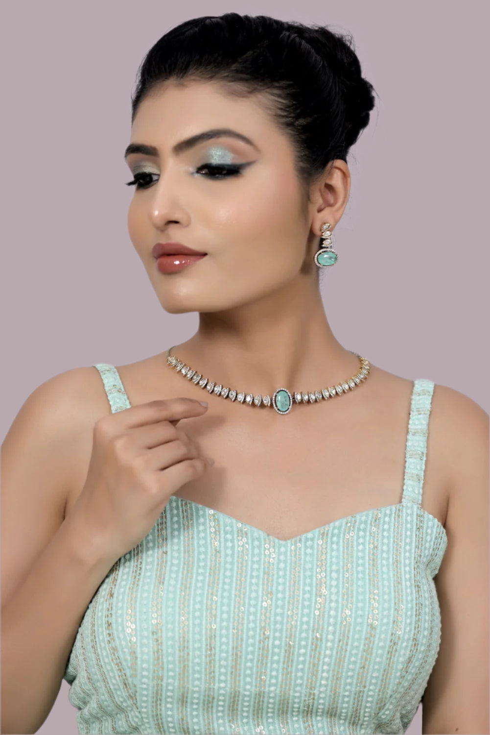 mint polki necklace set