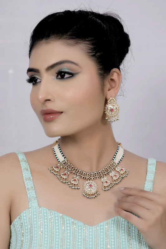 kundan gold replica necklace set
