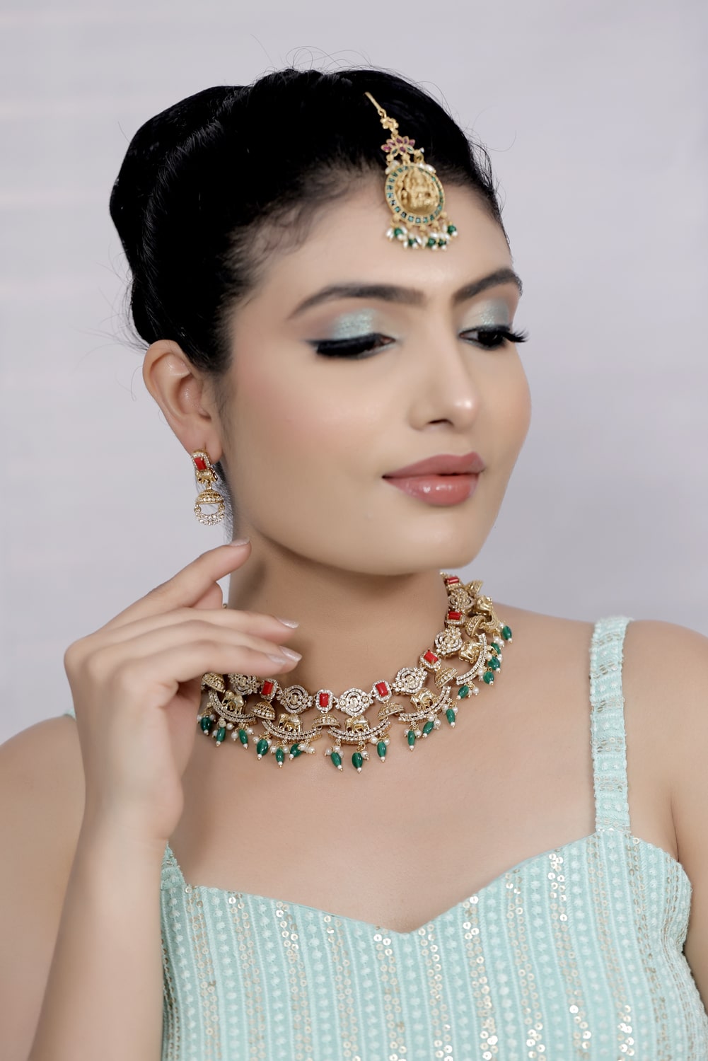 Maang tikka, Antique gold, goddess lakshmi,