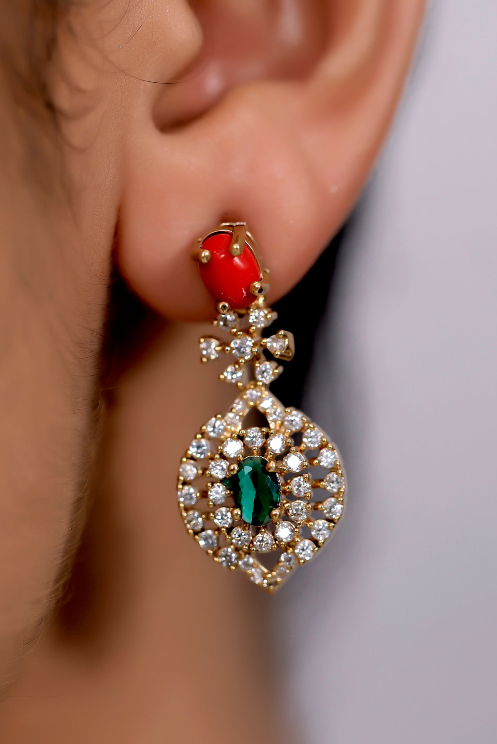 red green indian jewelry