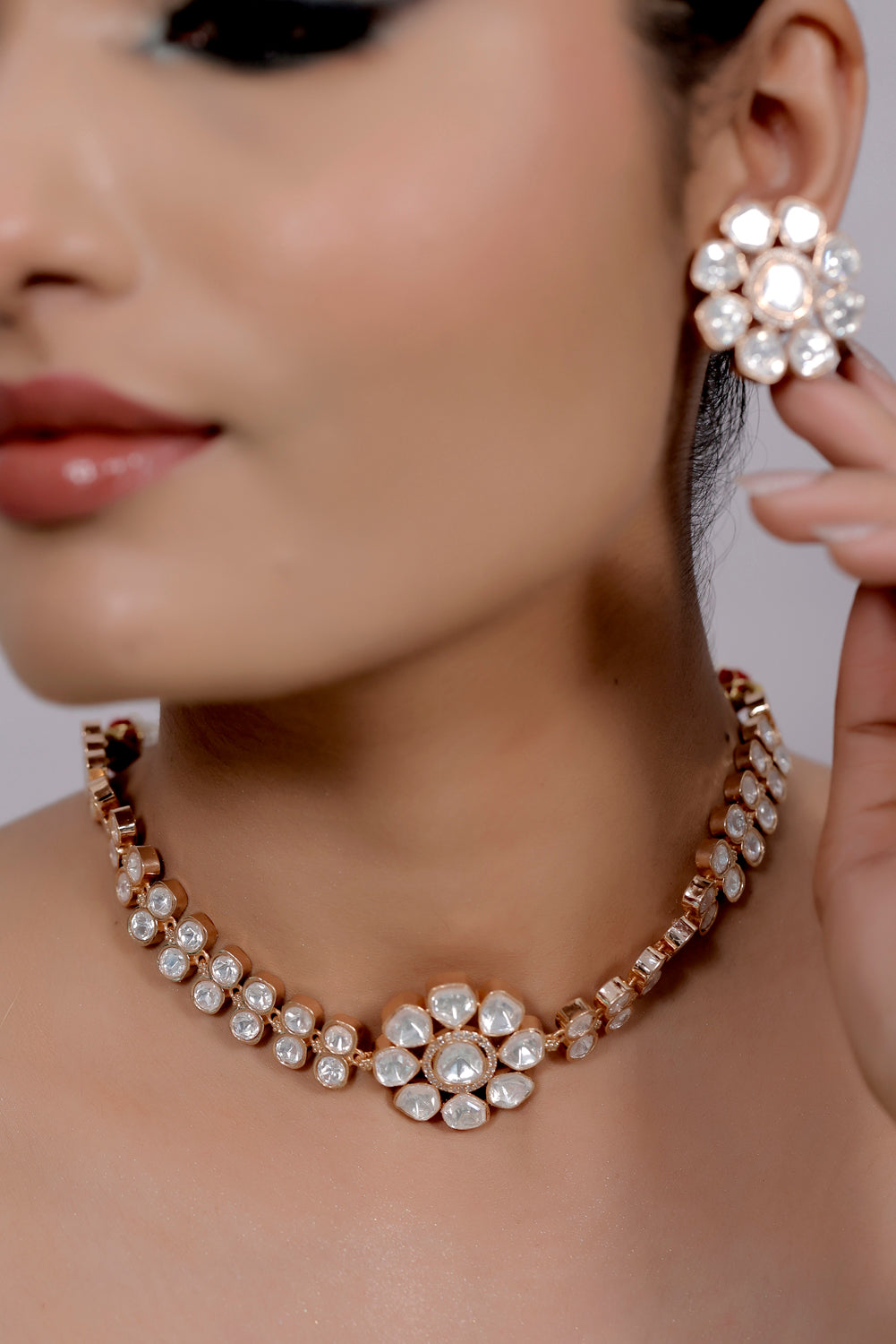 moissanite polki kundan  necklace set