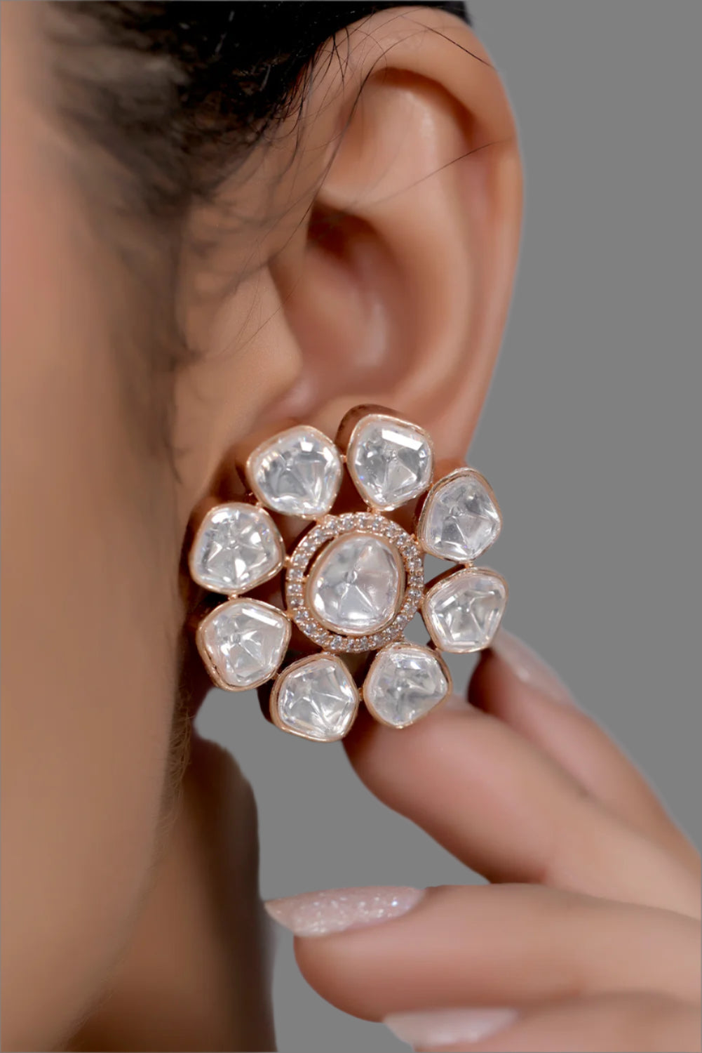 moissanite polki kundan  earing