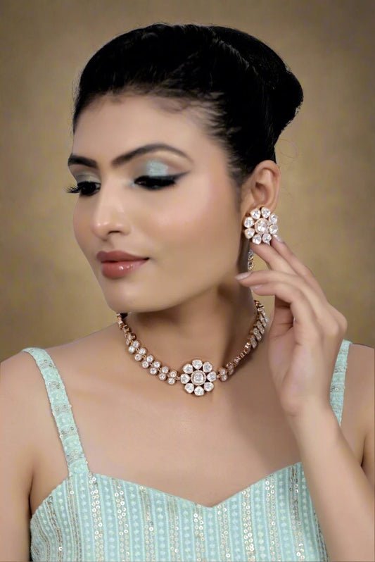 moissanite polki kundan  necklace set
