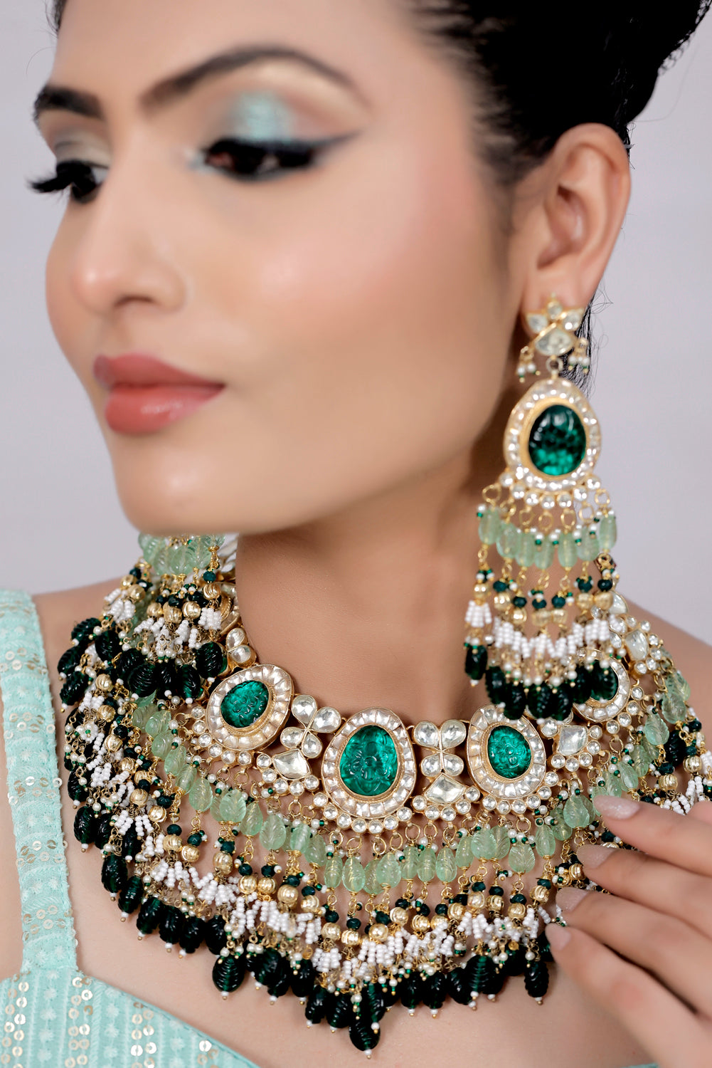 carved green choker