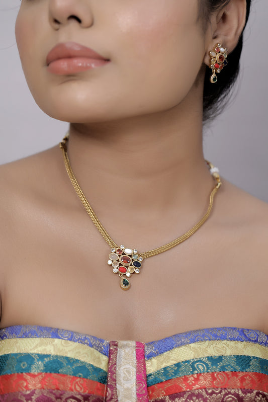 navratna pendant set