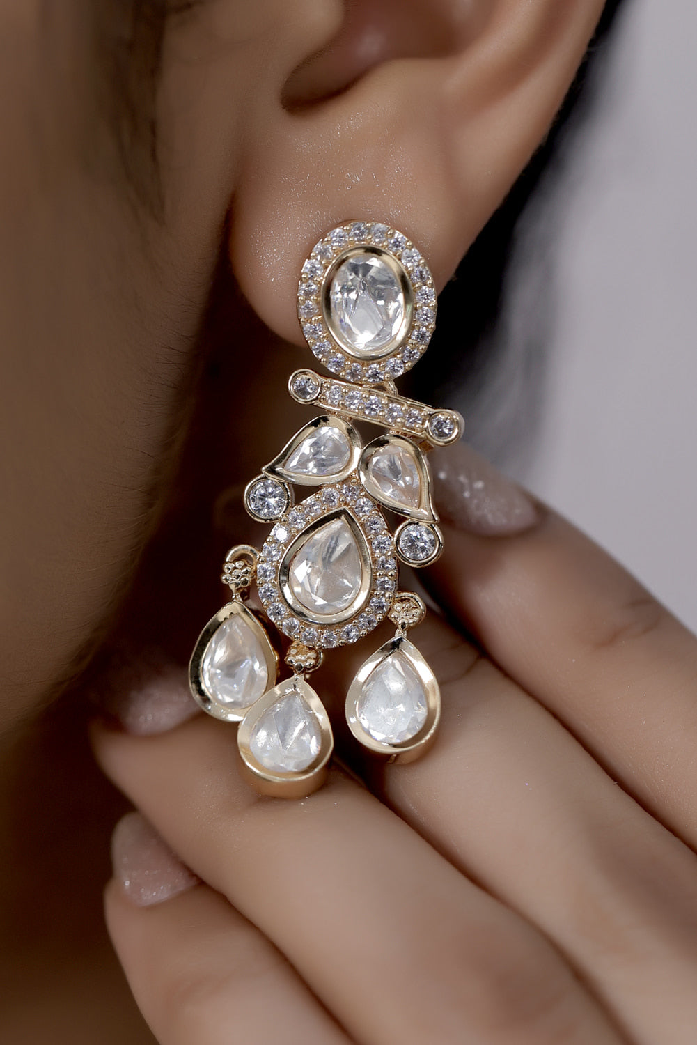 moissanite kundan earings
