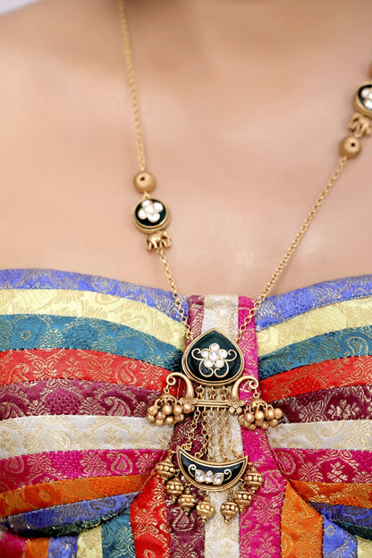 Jadau heritage inlay kundan long set klnes240483