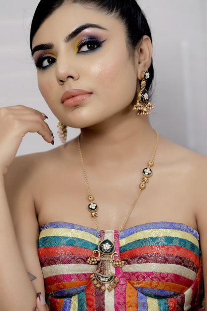 Jadau heritage inlay kundan long set klnes240483