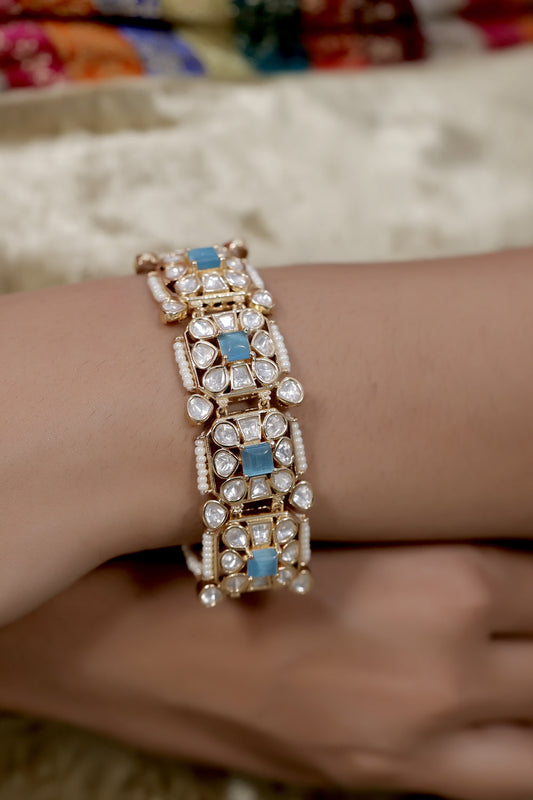 sky blue kundan bracelet