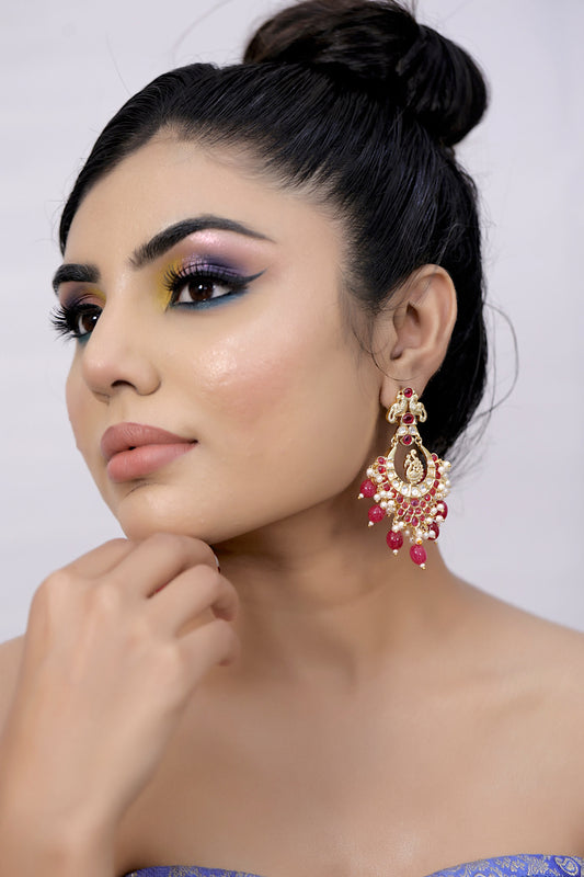 kundan ad gold polish drop earrings kadgpdre230073