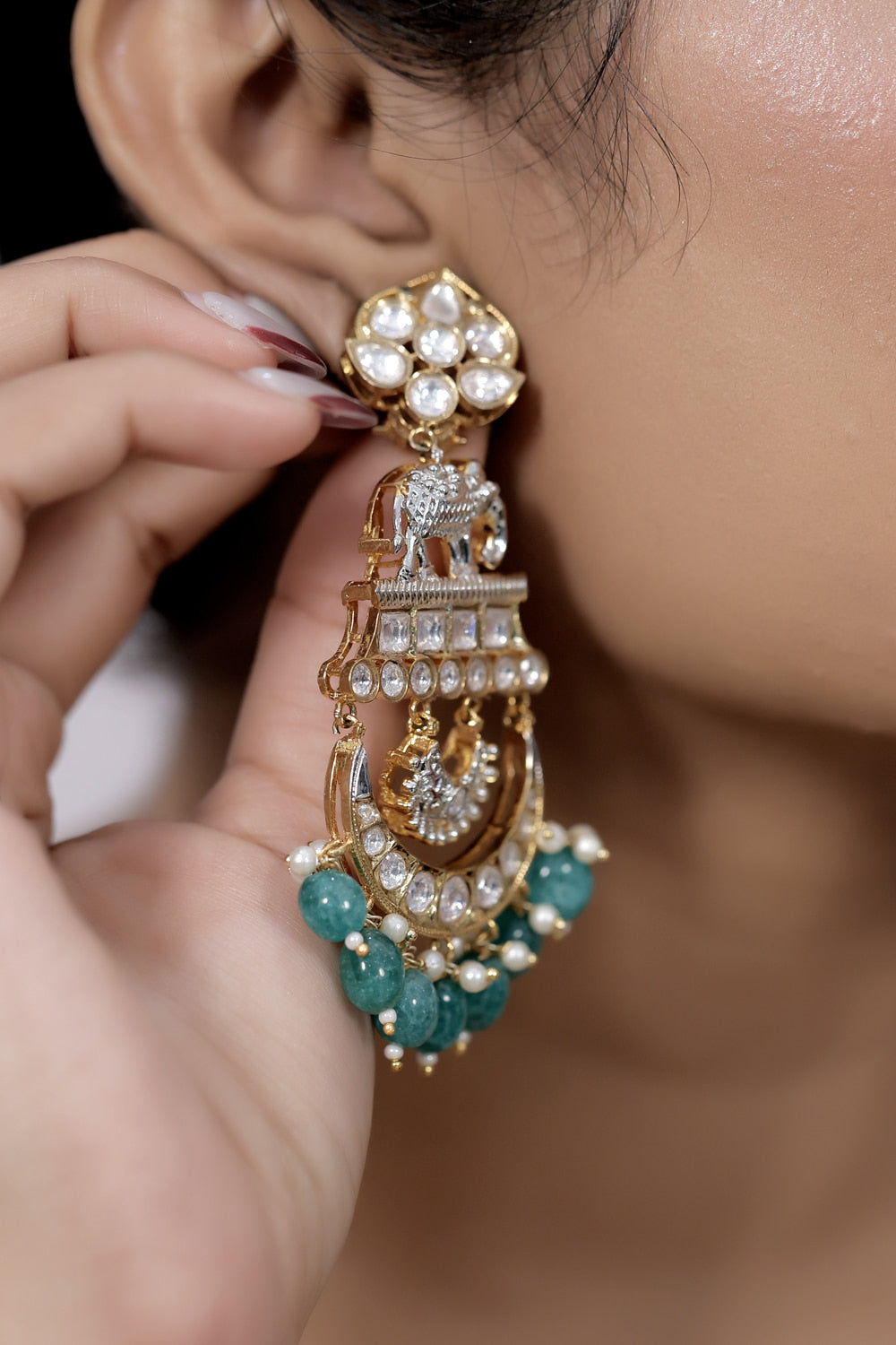 kundan elephant earrings