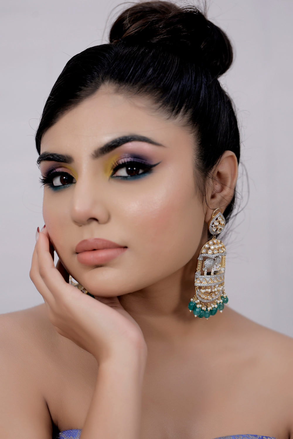 elephant cz long earrings