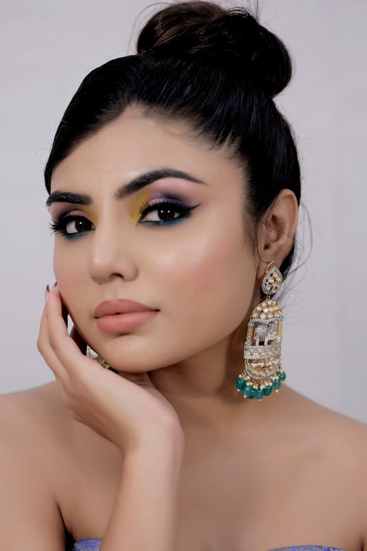 elephant cz long earrings