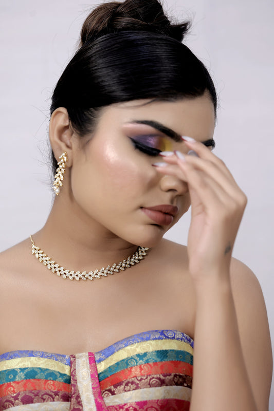 jadau pearl necklace earring set