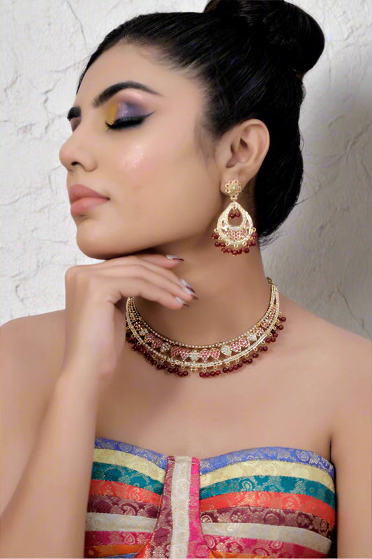 red Hyderabad necklace set