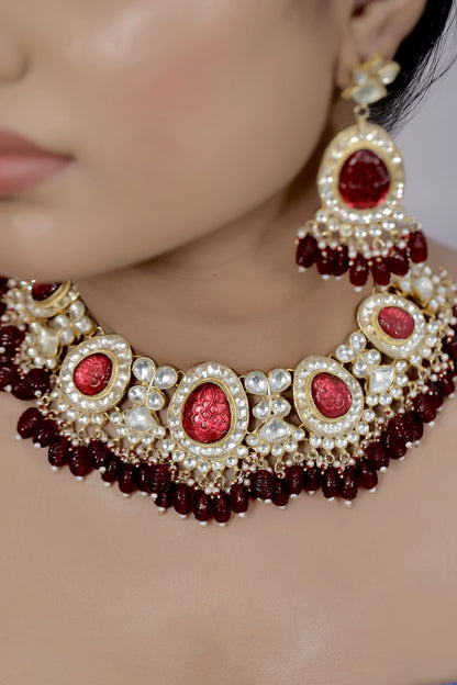 red bridal necklace set