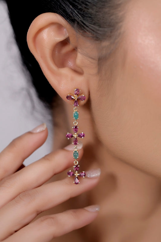 emerald garnet earring