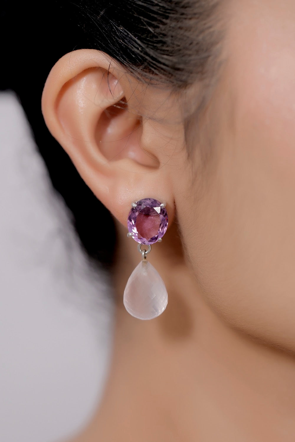 Amethyst Rose Quartz earrings