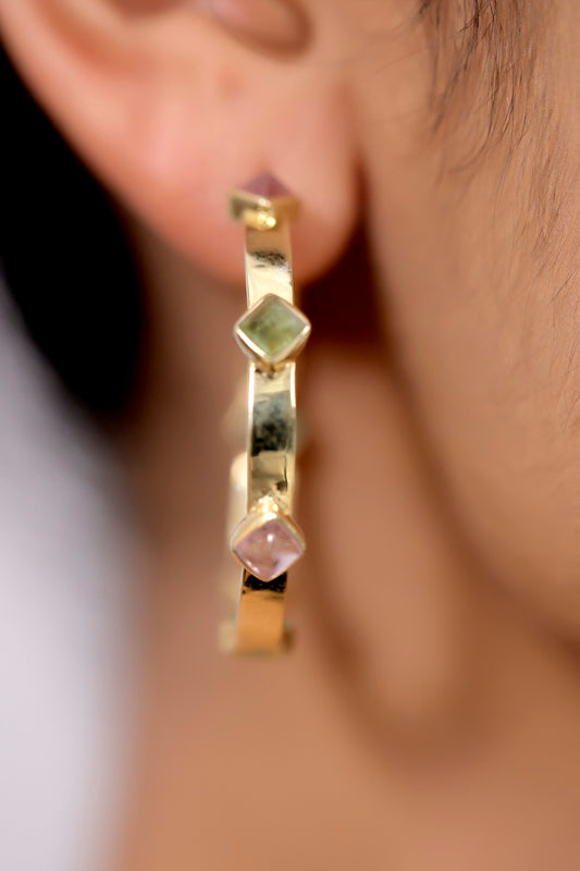 turmaline sterling silver hoops