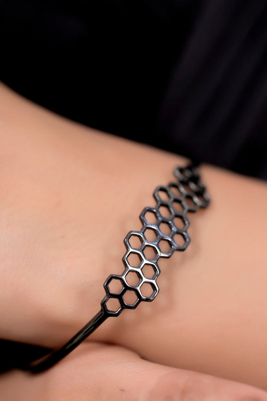 black polish silver bracelet