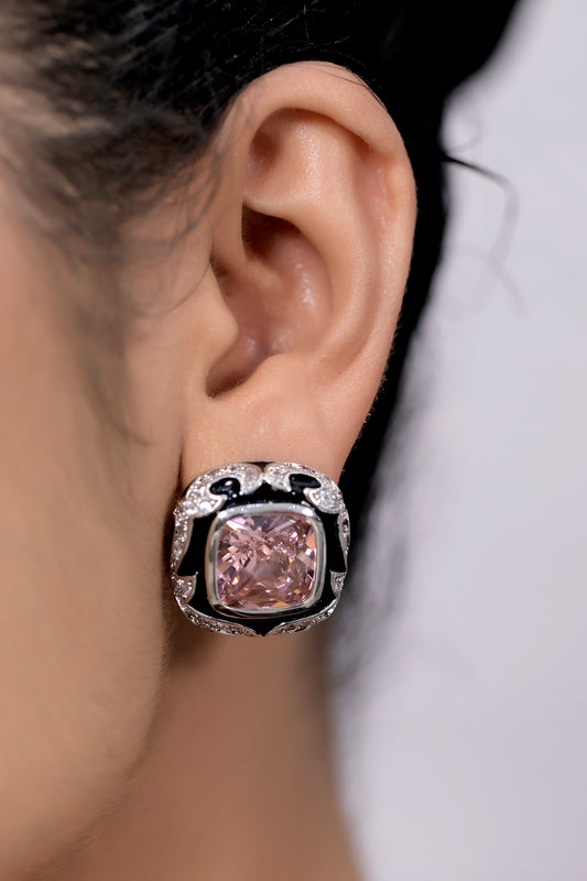 meenakari ad silver polish black enamel earrings adspse-220911