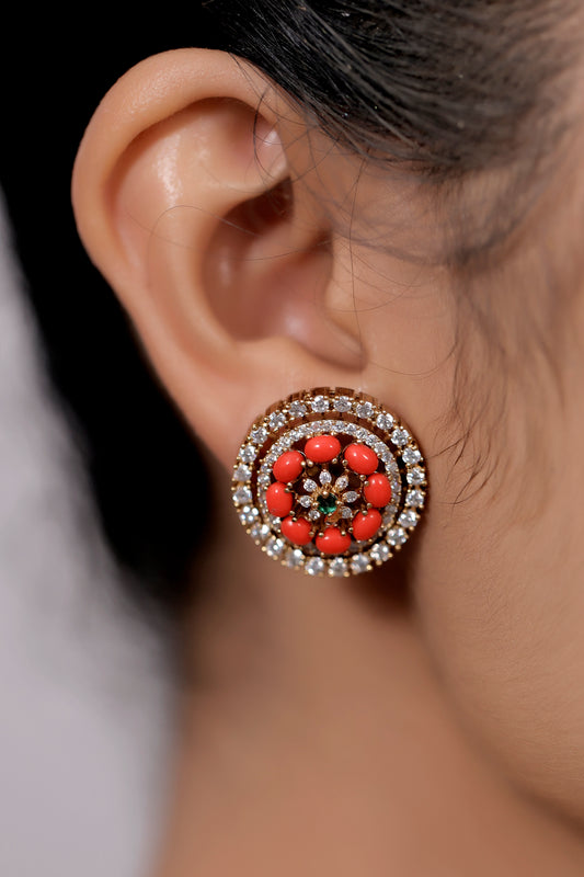 coral cz studs
